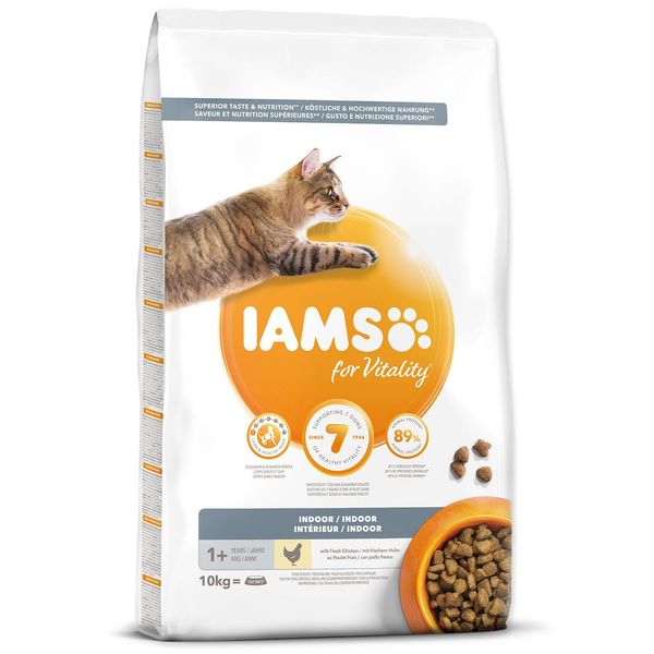 Iams Indoor Cat Food Dry Con Pollo - Cibo Secco Per Gatti Di Casa A Partire Da 1 Anno Di Età, 10 Kg-image