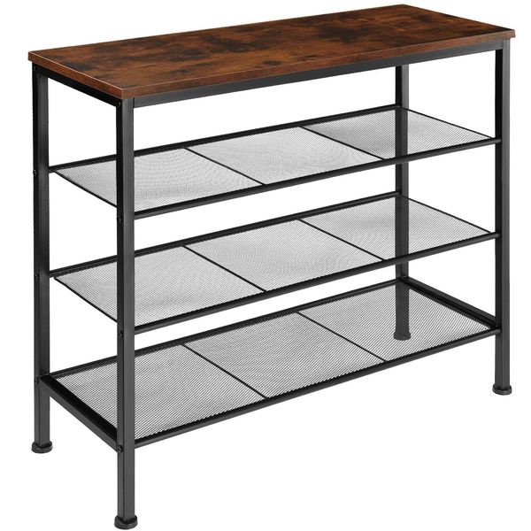 Tectake® Schuhregal, Industrial Style, Ablage Und 3 Gitterablagen, 80,5 X 30,5 X 72,5 Cm-image