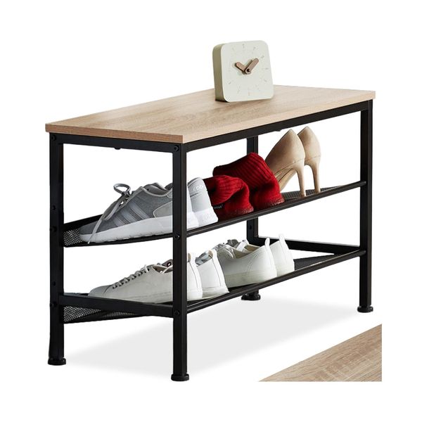 Tectake® Schuhregal, Industrial Style, Ablage Und 2 Gitterablagen, 75,5 X 30,5 X 45,5 Cm-image