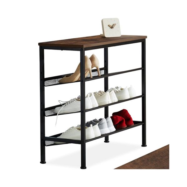 Tectake® Schuhregal, Industrial Style, Ablage Und 3 Gitterablagen, 75,5 X 30,5 X 69,5 Cm-image