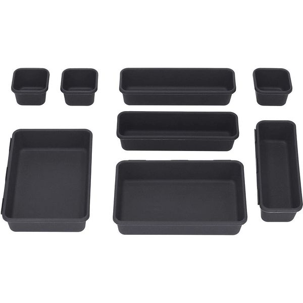Springos Contenitori In Plastica Grigio Scuro Inserto Per Cassetti Organizzatore Multi-Set Scatole Portaoggetti Organizzatore Per Cassetti Make-Up Universale-image