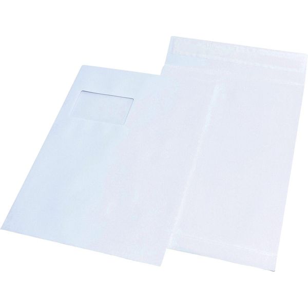 Mayer-Network 30007635 Tasche Pieghevoli - C4, Finestra, Piega 20 Mm, Fondo A Blocco, Adesivo Sensibile Alla Pressione, 120 G/M², Bianco, 100 Pezzi-image