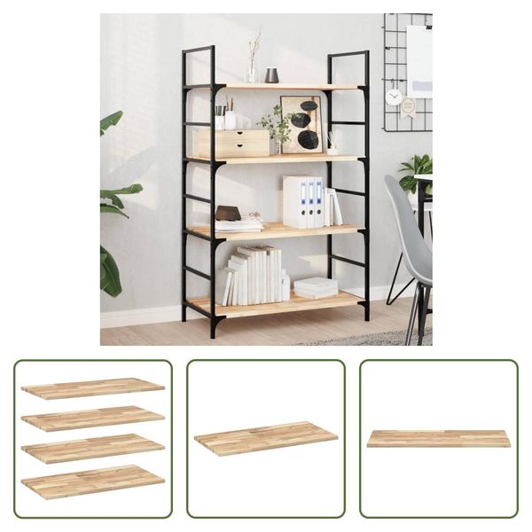 The Living Store Mensole Sospese 4 Pezzi 60X40X2 Cm In Legno Massiccio Di Acacia Non Trattato-image