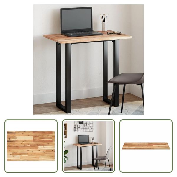 The Living Store Piano Tavolo Rettangolare 80X50X2 Cm In Legno Massiccio Di Acacia-image