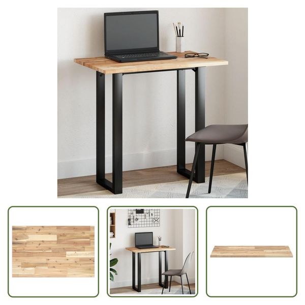 The Living Store Piano Tavolo Rettangolare 80X50X2 Cm In Legno Massiccio Di Acacia-image