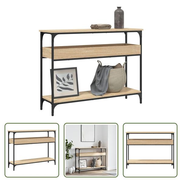 The Living Store Consolle Con Ripiano In Rovere Sonoma 100X29X75Cm Materiale In Legno-image