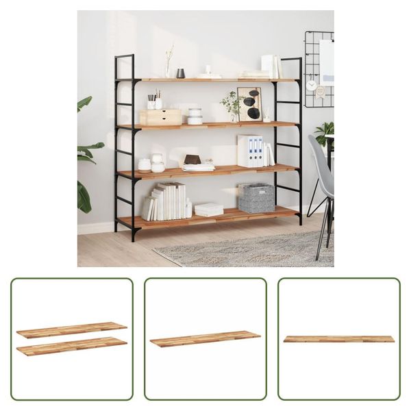 The Living Store Mensole Sospese 2 Pezzi 140X40X2 Cm In Legno Massiccio Di Acacia Trattato A Olio-image
