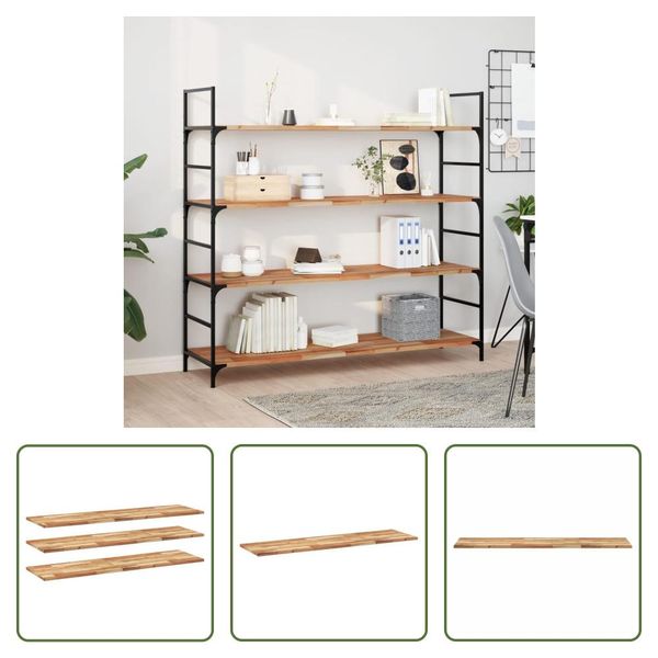 The Living Store Mensole Sospese 3 Pezzi 140X40X2 Cm In Legno Massiccio Di Acacia Trattato A Olio-image