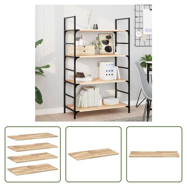 The Living Store Mensole Sospese 4 Pezzi 100X40X2 Cm In Legno Massiccio Di Acacia Non Trattato-image