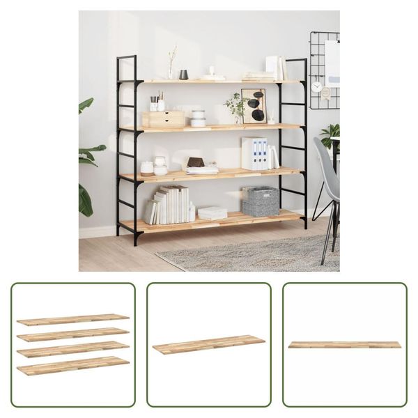 The Living Store Mensole Sospese 4 Pezzi 140X40X2 Cm In Legno Massiccio Di Acacia Non Trattato-image