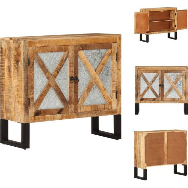 Vidaxl Credenza 80X30X71 Cm In Legno Massiccio Di Mango Grezzo E Metallo - Credenze-image