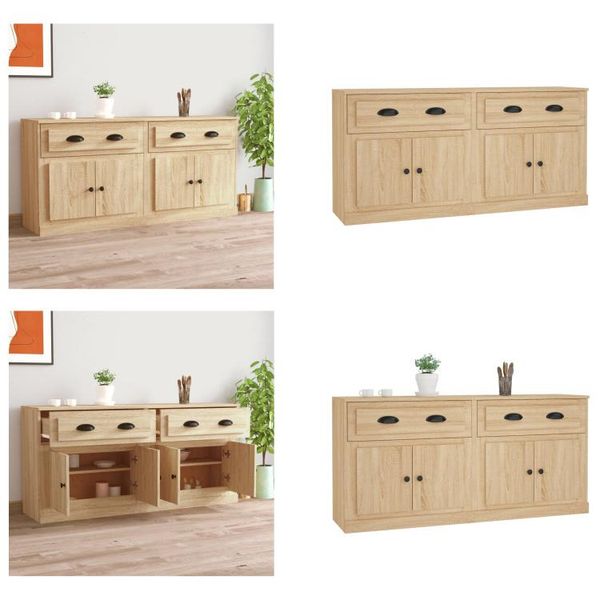 Vidaxl Credenze 2 Pezzi In Legno Di Quercia Sonoma - Credenza - Credenze - Armadio - Armadio Portaoggetti-image