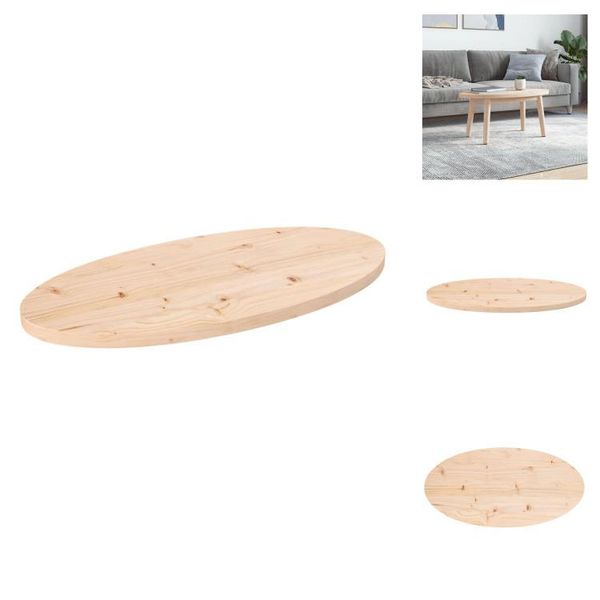 Vidaxl Piano Da Tavolo 80X40X2,5 Cm In Legno Massiccio Di Pino Ovale - Piani Da Tavolo-image