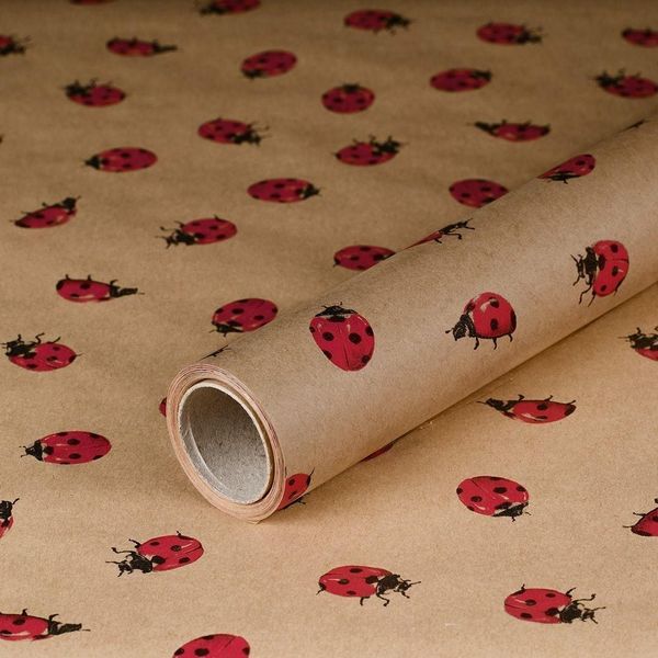 Carta Da Regalo Coccinella, Vintage, Marrone, Liscia, 0,70 X 10 M-image