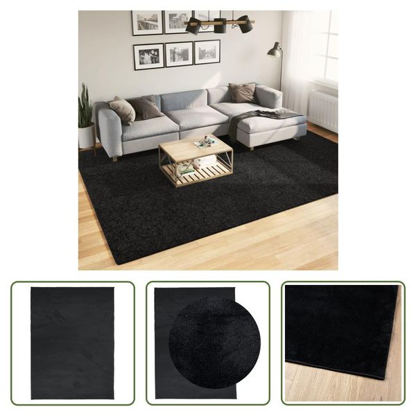 The Living Store Tappeto Oviedo A Pelo Corto Nero 240X340 Cm-image