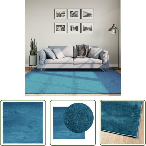 The Living Store Tappeto Oviedo A Pelo Corto Turchese 200X200 Cm-image