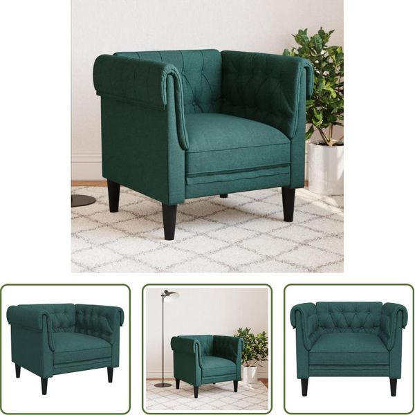 The Living Store Poltrona Chesterfield In Tessuto Verde Scuro-image