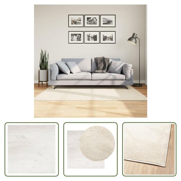 The Living Store Tappeto Oviedo A Pelo Corto Beige 120X120 Cm-image