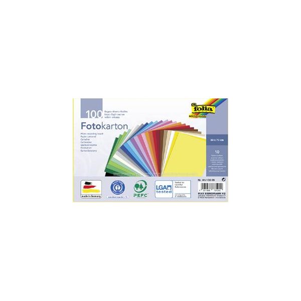 Cartoncino Fotografico Folia 300G/M², 50X70Cm, 100 Fogli, 10 Colori Assortiti-image
