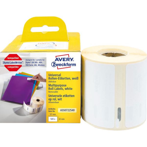 Avery Etichette In Rotolo Zweckform, 57 X 32 Mm, Bianco-image