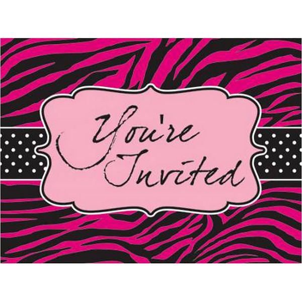 Creative Converting - Inviti Con Motivo A Zebra Confezione Da 8 Pezzi SG16683 (Taglia Unica) (Rosa)-image