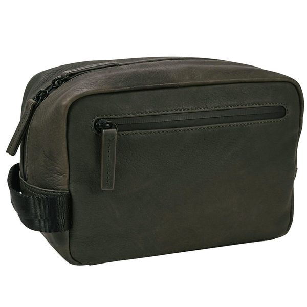 Leonhard Heyden Pelle Borsa Da Toilette Den Haag Washbag Olive Verde-image