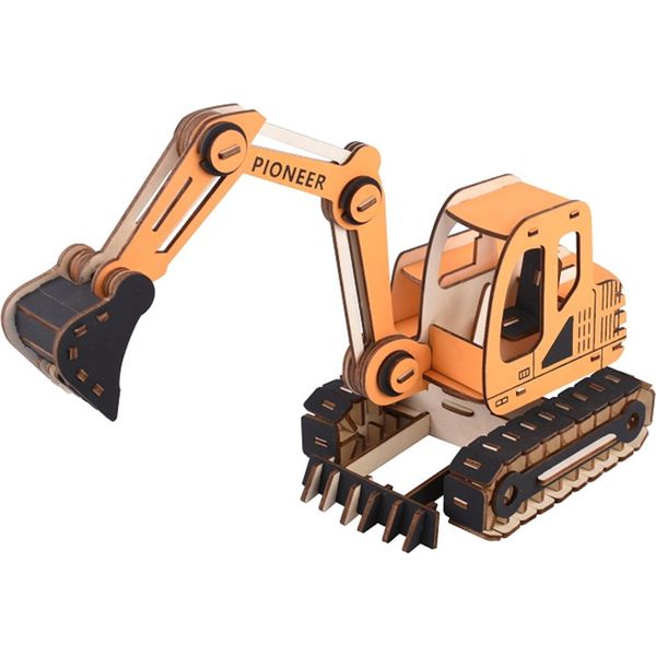 Rappa Woodcraft Puzzle 3D In Legno Escavatore Arancione-image