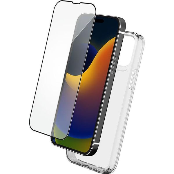 Bigben Connected, Custodia Per Iphone 15 Pro Max E Protezione Dello Schermo In Vetro 2,5D Con Smartframe, Trasparente-image