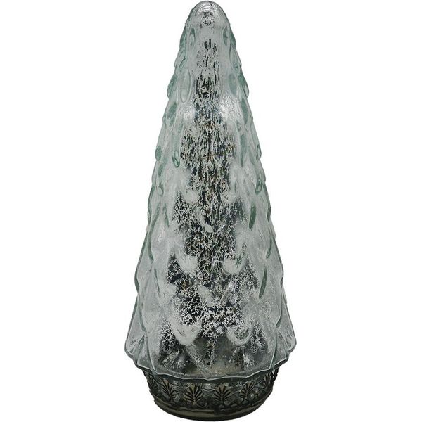 Clayre & Eef Decorazione Natalizia Con Illuminazione A Led Albero Di Natale Ø 11X24 Cm Vetro Color Argento-image