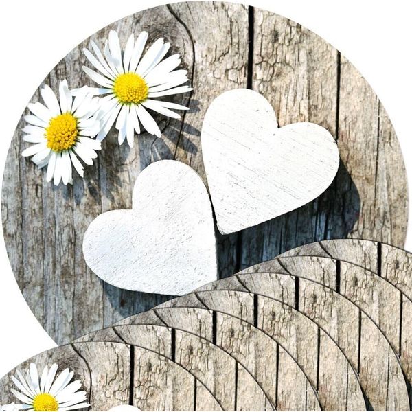 Set Di 8 Tovagliette Lavabili Rotonde Con Fiori Di Margherita-image