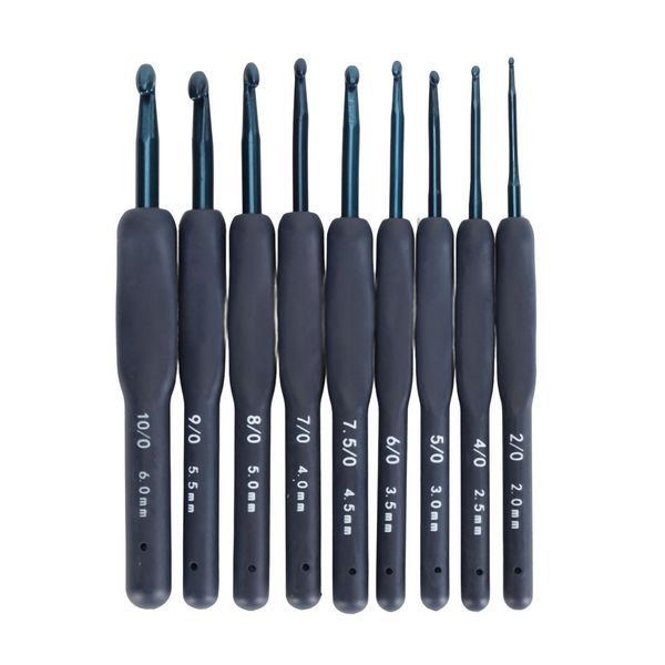 Set Di 9 Pezzi Per Uncinetto, Impugnatura Ergonomica Morbida, Aghi Lisci Per Principianti Con Mani Artritiche, Blu-image