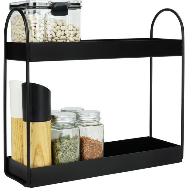 Quvio Portaspezie Verticale - Portaspezie Da Cucina - Carosello Di Spezie - Organizzatore Da Cucina - Portaoggetti Da Cucina - Metallo - 10 X 32 X 29 Cm - Nero-image