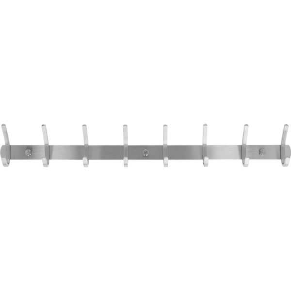 Quvio Appendiabiti Con 8 Ganci - Appendiabiti Da Parete - Porta Pentole - Appendiabiti Da Appendere - Appendiabiti - Porta Asciugamani - Appendiabiti Da Parete - Appendiabiti - Argento - Acciaio Inox - 5 X 56 X 8 Cm-image