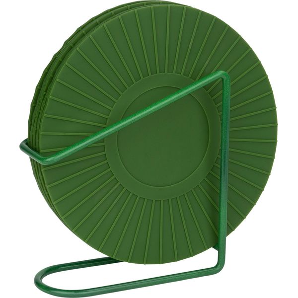 Sottobicchiere Krumble Con Supporto - 5 Pezzi - Sottobicchiere Per Bicchieri - Sottobicchiere - Sottobicchiere Design - Set Di 5 - Rotondo - Silicone - Verde - Diametro 16 Cm-image