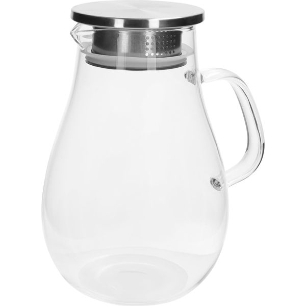 Caraffa Krumble - 1,5 Litri - Caraffa D'acqua - Caraffa Di Vetro - Annaffiatoio - Caraffa Per Liquido Amniotico - Coperchio Con Filtro - Lattina Con Coperchio - Con Filtro - Vetro - Alluminio - Trasparente - Argento - 13 X 18 X 21 Cm-image