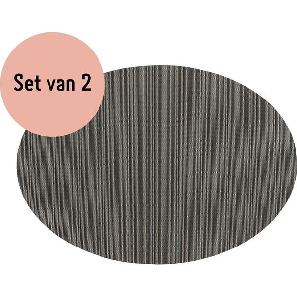 Tovagliette Krumble - Set Di 2 - Ovale - Tovagliette - Sottobicchieri - Sottobicchieri - Pvc - Grigio - 32 X 45 Cm-image
