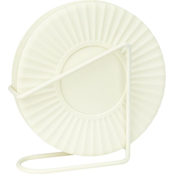 Sottobicchiere Krumble Con Supporto - 5 Pezzi - Sottobicchiere In Vetro - Sottobicchiere - Sottobicchiere Design - Set Di 5 - Rotondo - Silicone - Bianco - Diametro 16 Cm-image