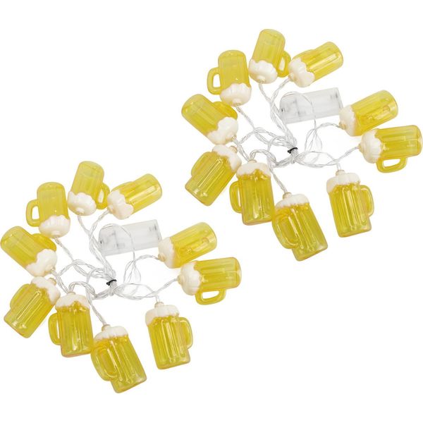 2Pcs Luci Di Stringa Della Birra 6.5Ft 10LED Festa Decorativa Luci Di Stringa Per Interni All'aperto-image