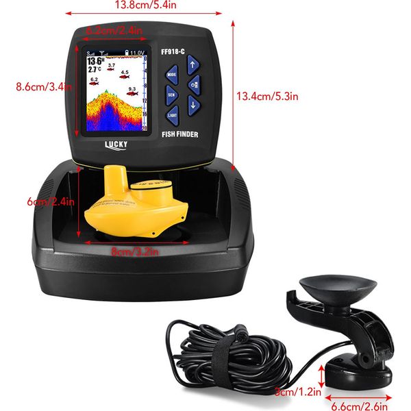 Fish Finder Portatile Sensore Sonar Senza Fili Per La Pesca, Localizzatore Di Profondità, Ecoscandaglio Con Trasduttore A Filo Per La Pesca In Barca, Kayak, Ecc-image
