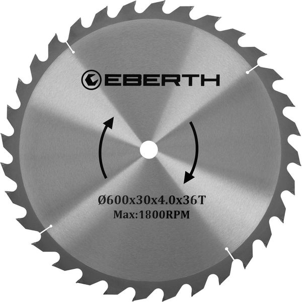Lama Per Sega Circolare Eberth Lama Per Sega Circolare In Acciaio Con Denti In Metallo Duro Per Tagli In Legno (Diametro 600 Mm, Foro 30 Mm, Spessore Lama 3,0 Mm)-image