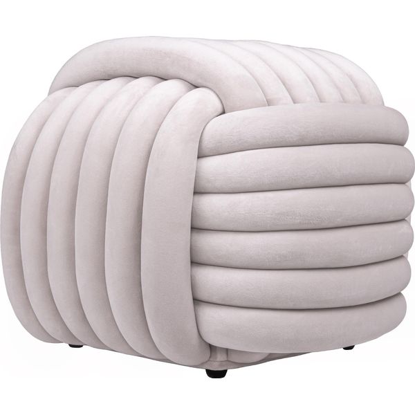 Quvio Sgabello Annodato - Sgabello Grigio Chiaro - Seduta In Velluto - Design Minimalista - Sgabello Decorativo - Sgabello Annodato - 45X45X42 Cm - Beige-image