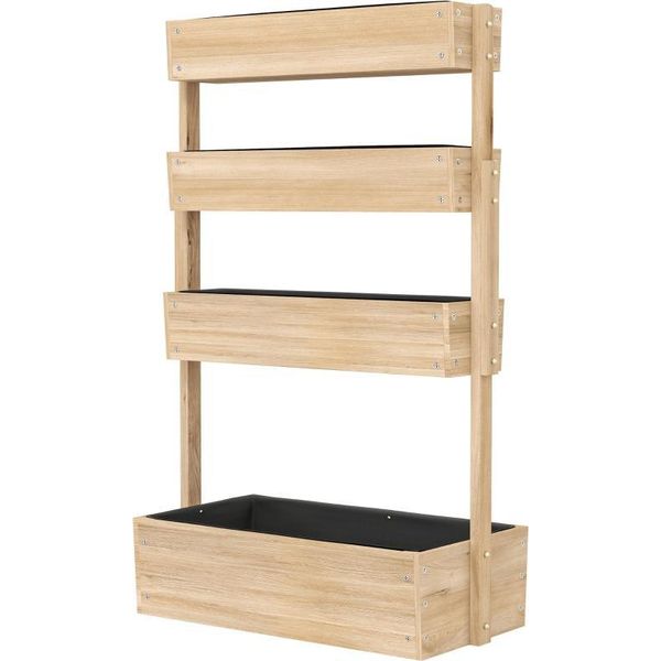 Fortuna Lai Aiuola Rialzata In Legno, Aiuola A 4 Livelli Con Fori Di Drenaggio, Semenzaio, Aiuola Da Giardino, Fioriera 88,5 X 45 X 140 Cm, Aiuola Per Giardino E Balcone, Vaso Per Fiori, Piante, Frutta E Verdura-image