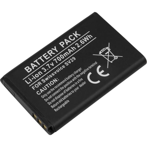 Avizar, Batteria Agli Ioni Di Litio 3,7V 700Mah 2,6Wh Per Telefono Swissvoice SV29, Nero-image