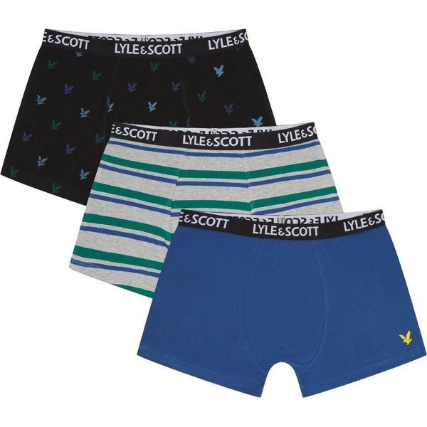 Lyle & Scott - Boxer Da Ragazzo (Confezione Da 3) GT8044 (146-152) (Blu Scuro/Blu/Grigio/Verde)-image