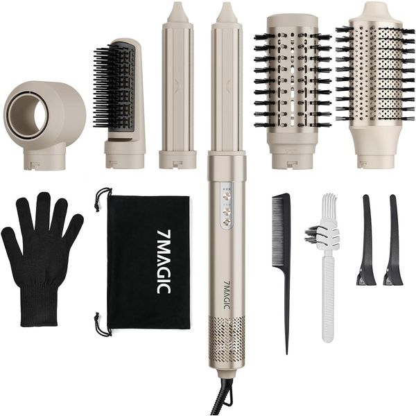 6 In 1 Airstyler, Styler Per Capelli, Ferro Arricciacapelli Automatico, Stile Beach Wave, Asciugacapelli Ionico, Asciugacapelli Professionale A Spazzola Rotonda, Piastra, Per Occasioni Speciali-image