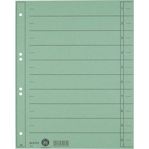 Divisori Leitz A4 Cartoncino Manila Extra Largo 230 G/M² Verde 100 Divisori-image