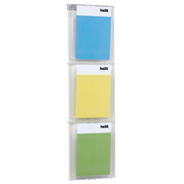 Espositore A Parete Helit Placativ, 3 Cartelle Din A4 Verticale, Cristallino-image