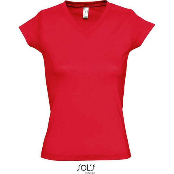 Sols 11388 | Maglietta Moon Da Donna Con Scollo A V - Colore: Rosso - Taglia: Xxl-image