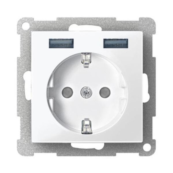 Merten Presa Di Corrente 1F Akws Glz Usb Up +Erh.Bs Horiz Usb IP20-image