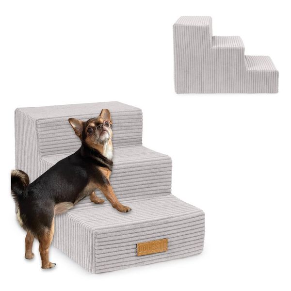 Gradini Per Cani, Per Animali Malati E Anziani, Ausilio Per L'ingresso, Rampa, 3 Gradini, Grigio-image